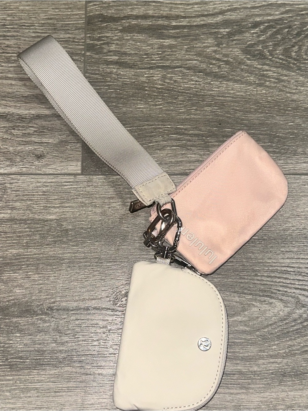 Lululemon Wristlet Key Pouch Set - Pink and Cream